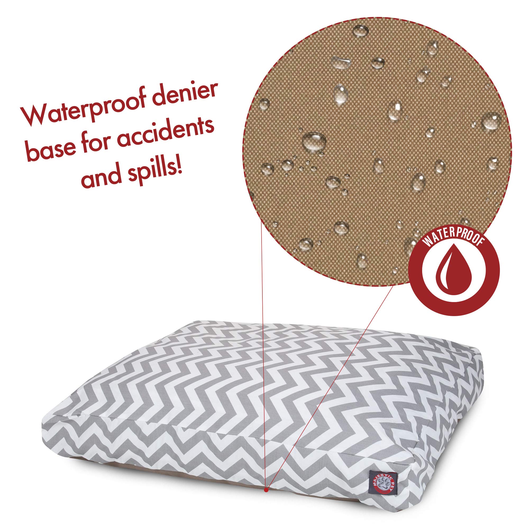 Majestic Pet Chevron Rectangle Washable Dog Bed - Non-Slip Comfortable Crate Bed with Removable Cover - X-Large Gray Polyester Fiber Pet Bed for Dogs - Perfect for Kennels, Crates & Home Lounging