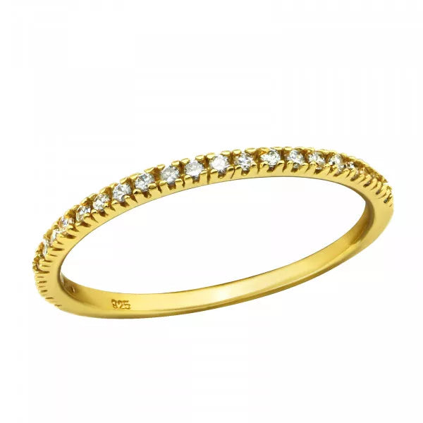 14K Gold Plated CZ Line Ring for Women - Elegant Minimalist Stackable Band for Everyday Wear & Special Occasions