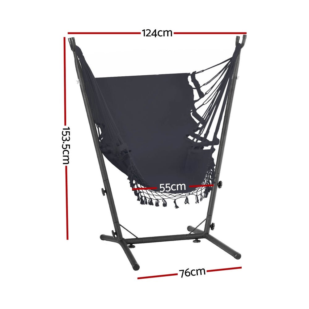 Best Hammock Chair with Stand for Outdoor Camping - Comfortable Grey Hanging Chair for Backyard, Patio & Relaxation