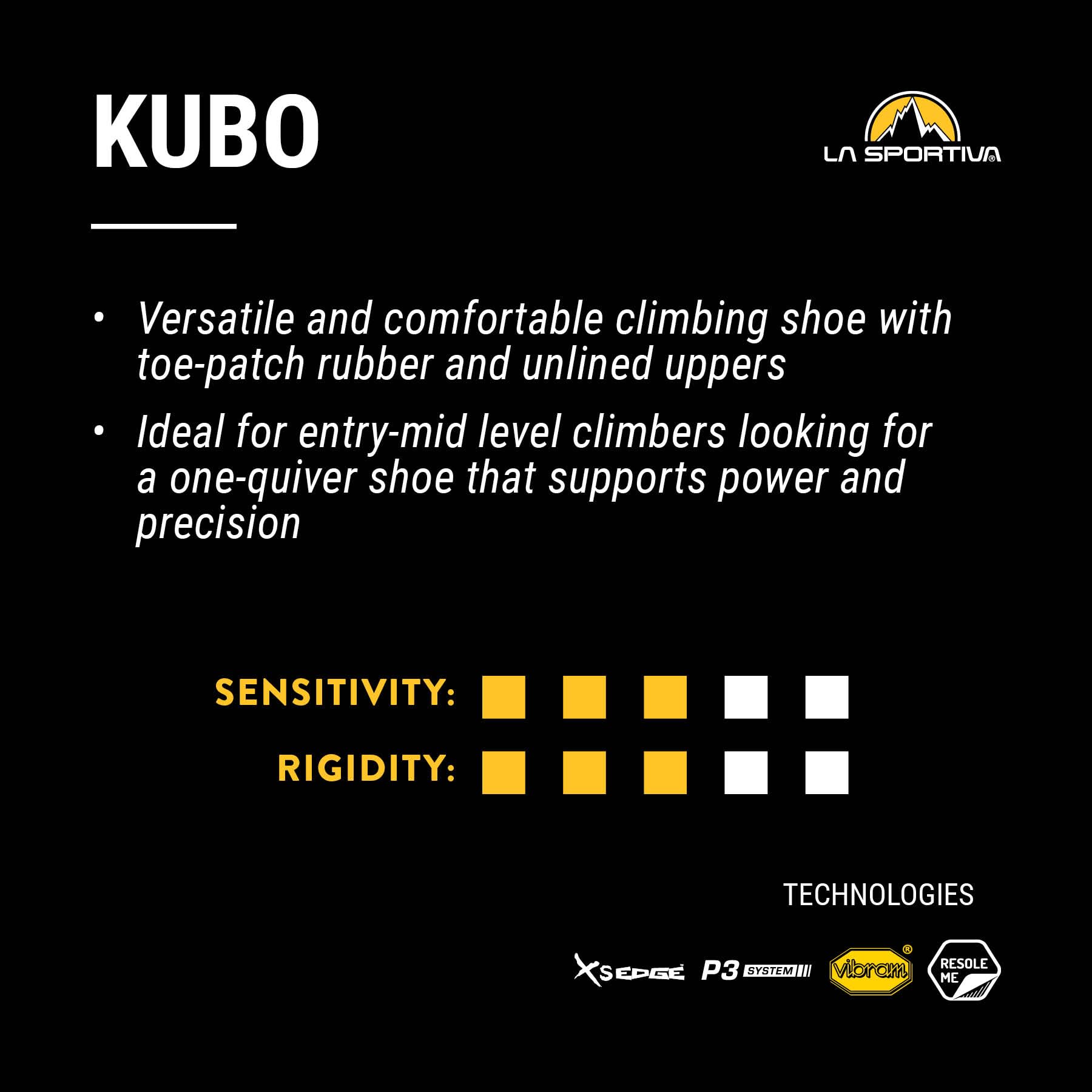 La Sportiva Men's Kubo Rock Climbing Shoes - Lightweight & Durable for Indoor/Outdoor Climbing, Bouldering & Training