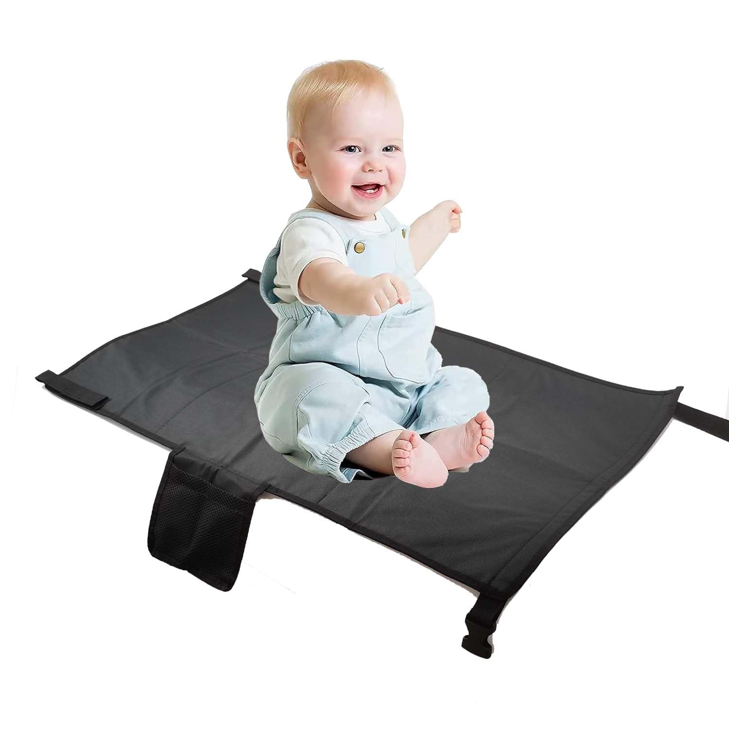 **Airplane Seat Extender for Kids - Adjustable Leg Rest & Foot Hammock for Toddlers - Portable Travel Essential for Comfortable Flights (Black) - Perfect for Long-Haul Flights & Family Travel**