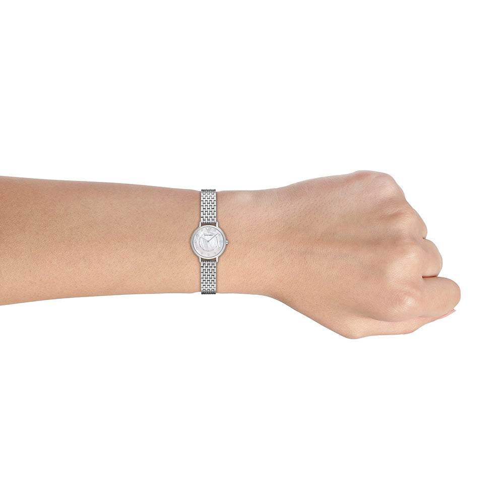Emporio Armani AR2511 Kappa Silver-Tone Stainless Steel Ladies Watch - Elegant Women's Fashion Timepiece for Work, Party & Everyday Wear