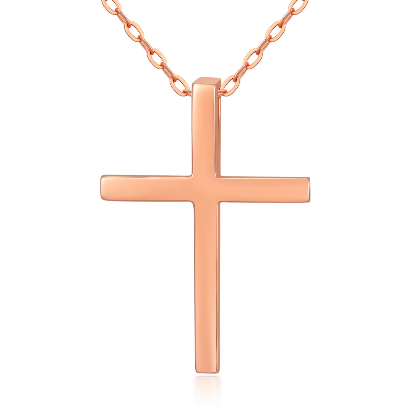 14K Solid Gold Cross Necklace for Women - Classic Religious Jewelry Gift for Girl, Mom, Wife - 16
