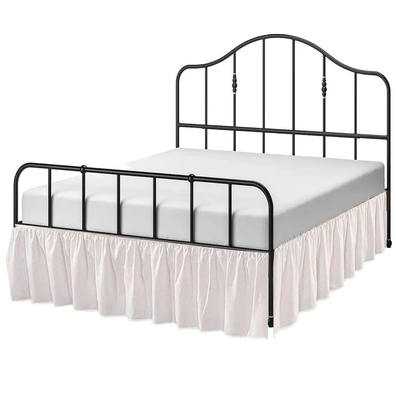 Elegant Ruffled Bed Skirt Queen Size - 14 Inch Drop Split Corner Design - Premium Brushed Microfiber Hotel-Quality Bedding - Perfect for Platform Beds with Three-Side Coverage (Ivory) | Ideal for Master Bedrooms, Guest Rooms & Luxury Hotel Decor