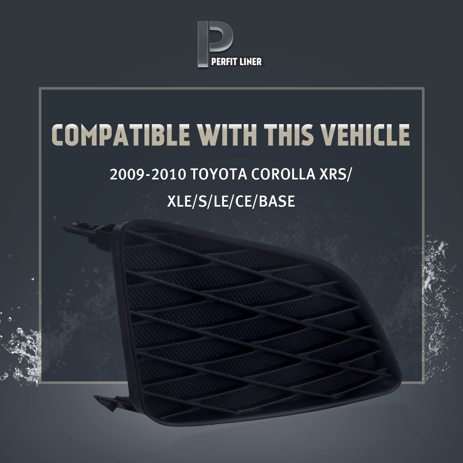 2009-2010 Toyota Corolla Front Right Fog Lamp Cover (Without Fog Light Hole) - OEM 8148102090 TO1039115 Replacement Part - Perfect for Fog Light Protection & Vehicle Restoration