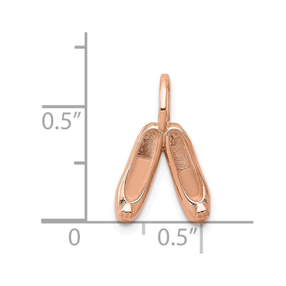 14K Rose Gold Solid Polished 3D Ballet Slippers Charm Pendant - Elegant Jewelry Gift for Dancers, Ballerinas & Dance Lovers - Perfect for Necklaces, Bracelets & Dance-Themed Jewelry Collections