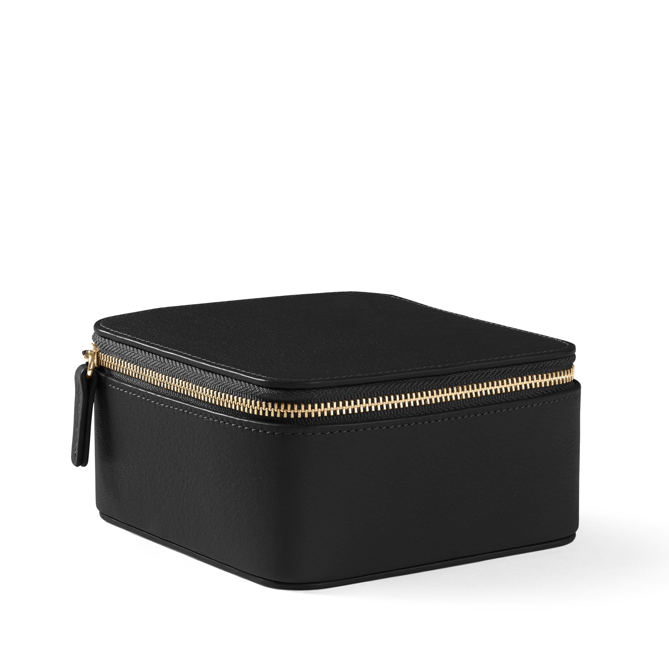 Leatherology Black Onyx Medium Jewelry Organizer - Premium Leather Jewelry Box with Ample Storage, Structured Design for Necklaces & Bracelets | Perfect for Travel, Vanity & Gift Giving