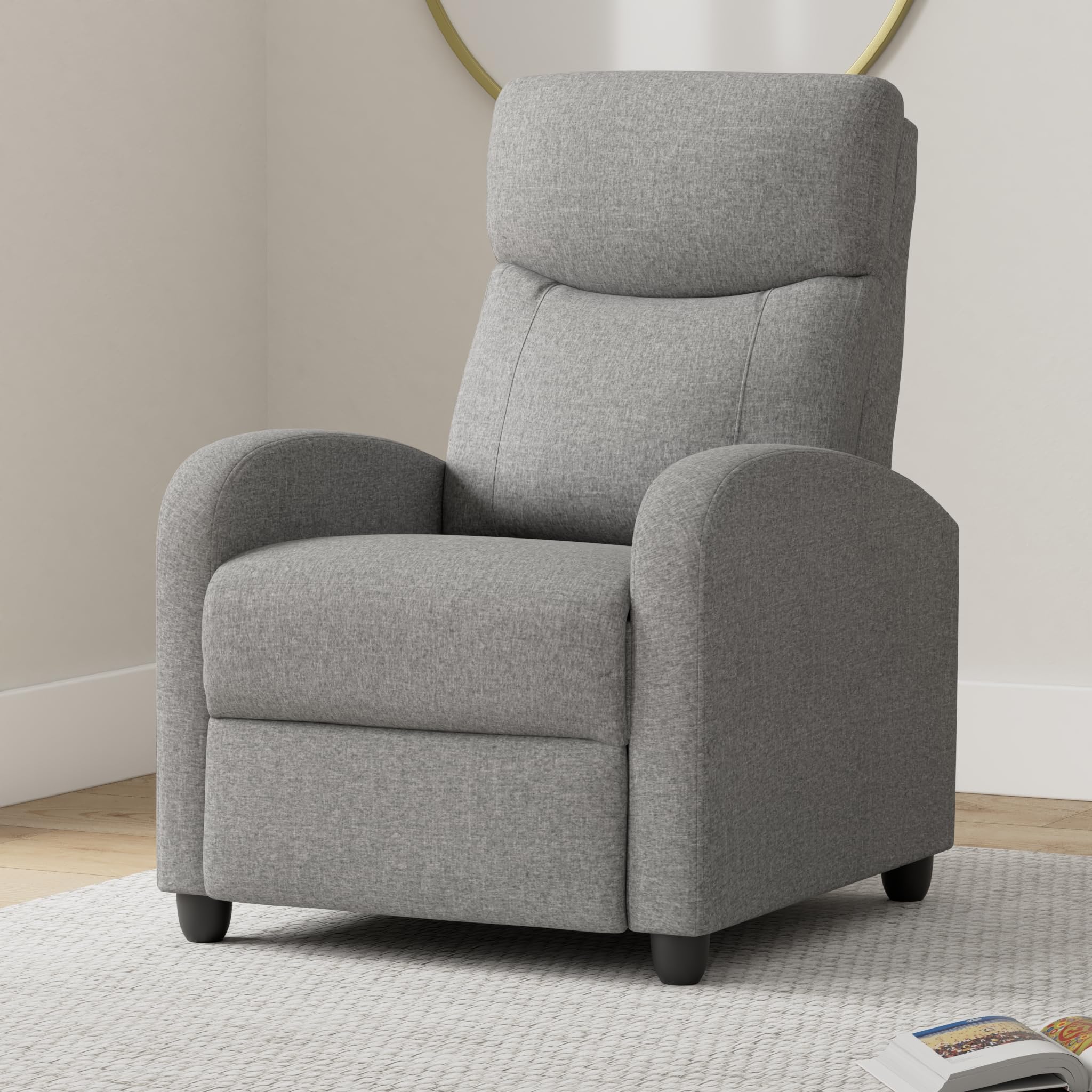 Premium Home Theater Recliner Chair - Adjustable Backrest & Footrest, Modern Upholstered Sofa with Soft Fabric (Green) - Perfect for Movie Nights & Living Room Relaxation