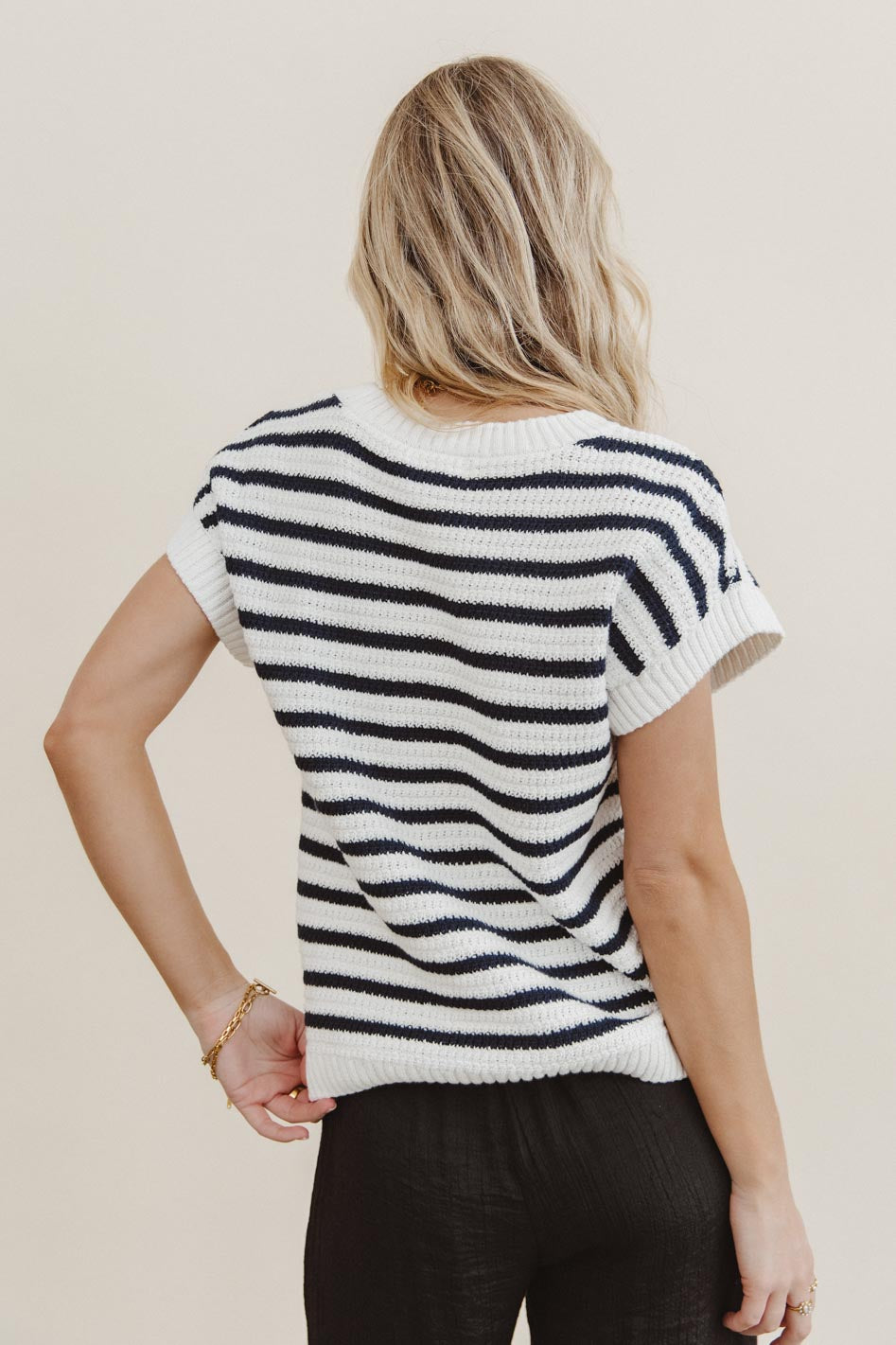 Navy Marcel Knit Sweater for Women | Cozy Winter Pullover | Perfect for Casual Outfits & Holiday Gatherings