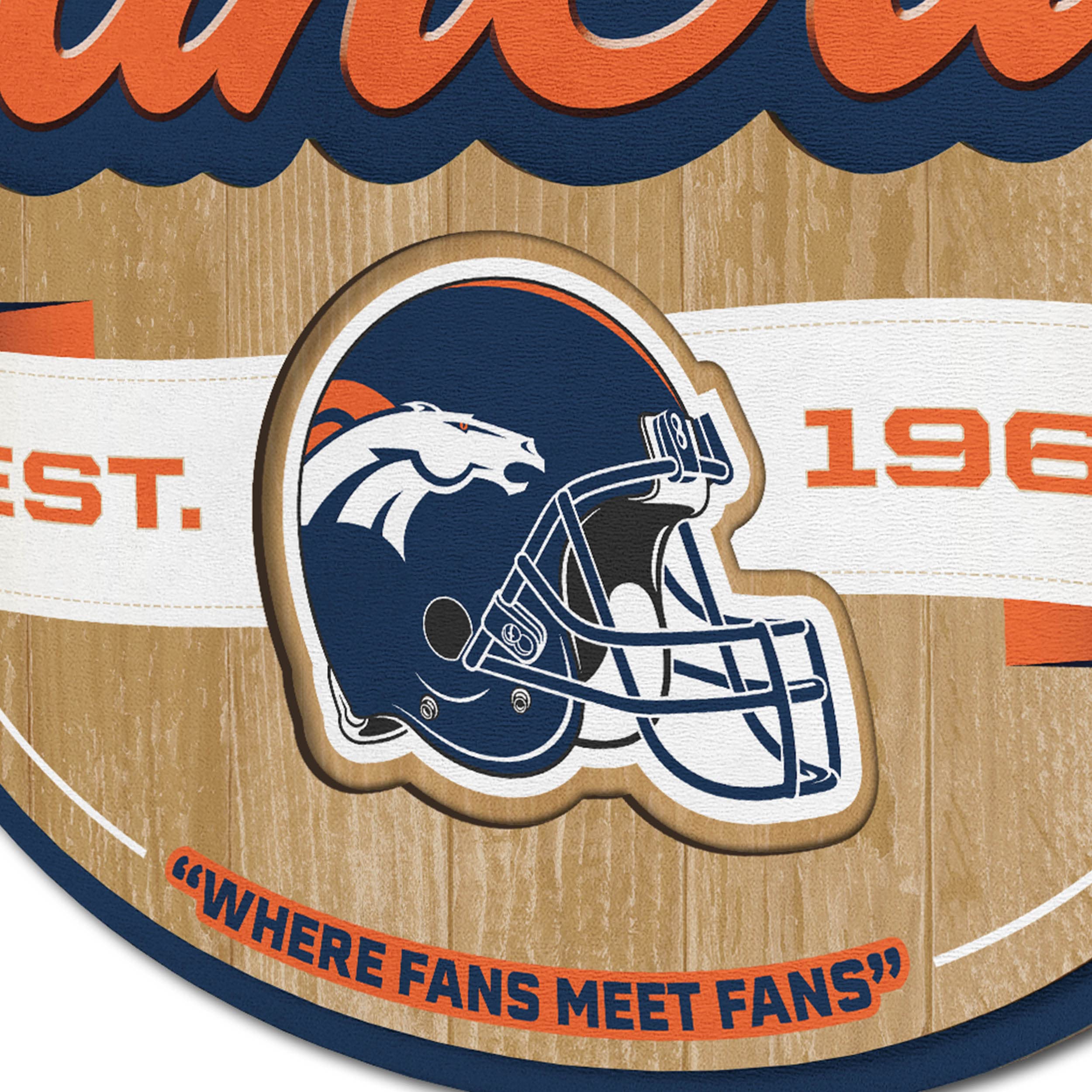 YouTheFan NFL Denver Broncos Fan Cave Sign - Officially Licensed Team Logo Wall Decor for Man Cave, Game Room, Sports Bar & Home Office