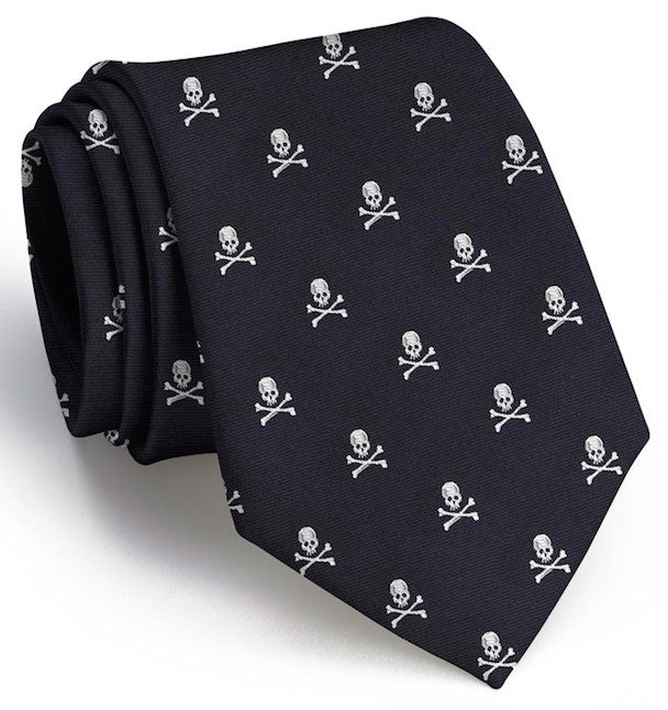 Black Skull & Crossbones Tie for Men - Gothic Punk Necktie for Halloween, Cosplay, and Rock Fashion Accessories