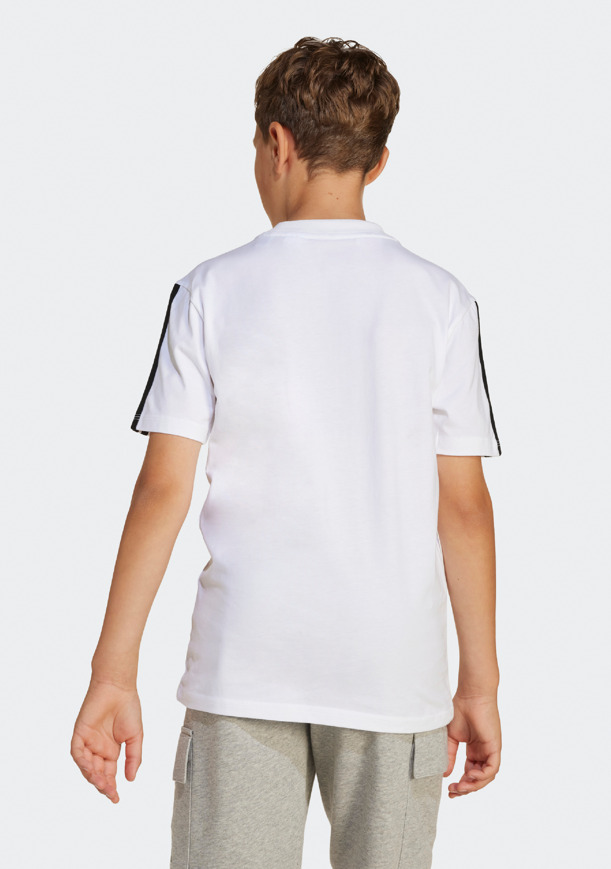 Adidas Kids' 3 Stripe Essentials T-Shirt - Comfortable Cotton Short Sleeve Tee for Boys & Girls - Perfect for School, Sports & Everyday Wear