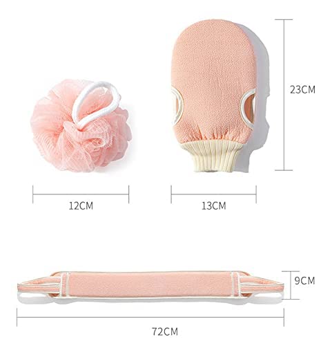 Keskriva Exfoliating Bath Gloves & Loofah Set - 3PCS Body Scrubber for Dead Skin Removal, Double-Sided Shower Sponge - Easy Clean Back Scrubber for Men & Women - Perfect for Deep Cleansing & Spa Days at Home
