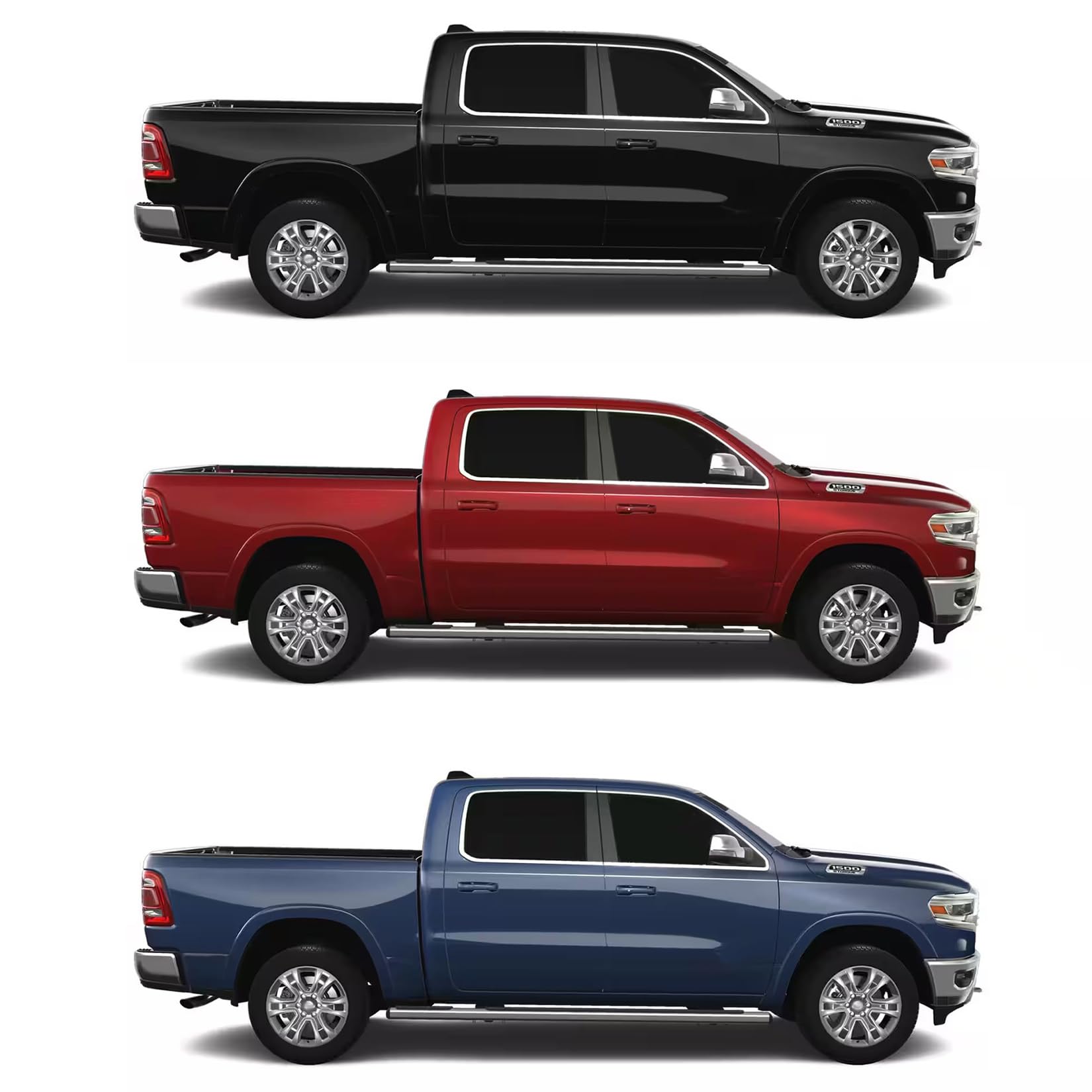 Premium Polished Stainless Steel Window Sill Trims for 2019-2025 Ram 1500 Crew Cab 4-Door Model - Durable Exterior Protection & Stylish Upgrade for Truck Windows
