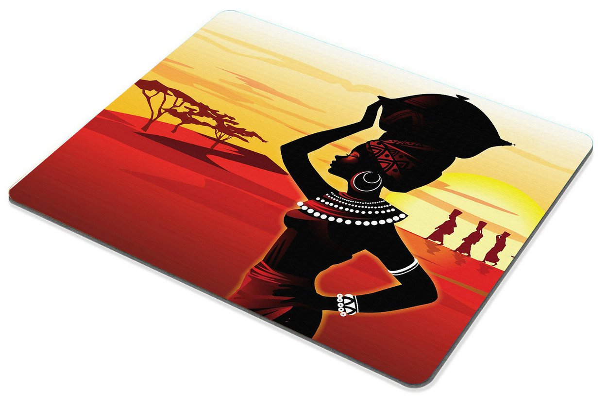 Non-Slip Gaming Mouse Pad with African Woman Design - Red & Yellow Custom Mouse Mat for PC, Laptop, Office & Esports | Perfect for Gamers, Graphic Designers & Office Workers