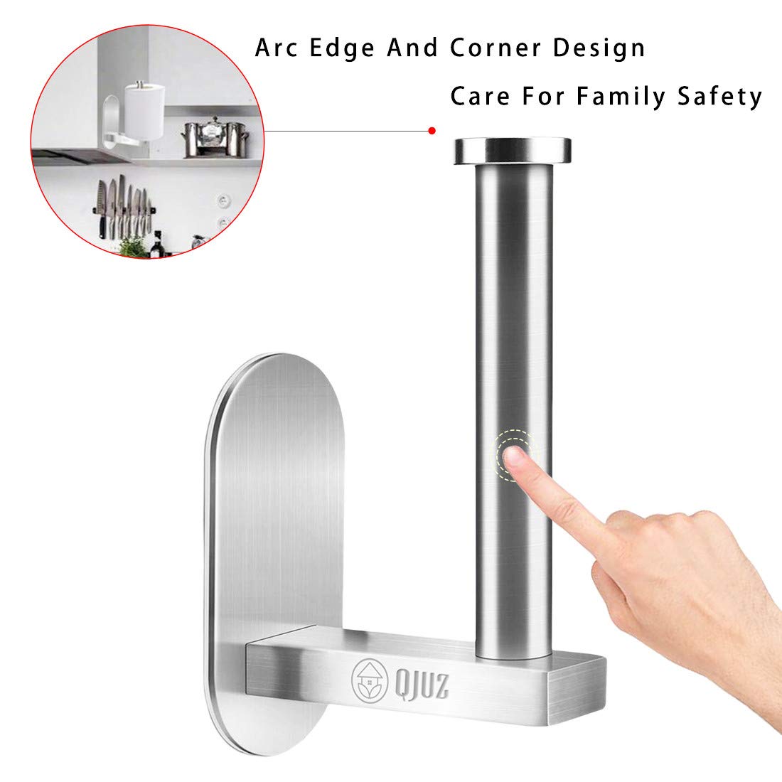 Stainless Steel Adhesive Toilet Paper Holder - No Drill Wall Mount for Bathroom & Kitchen - Brushed Nickel Tissue Paper Dispenser - Perfect for Small Spaces, Apartments, RVs and Dorm Rooms