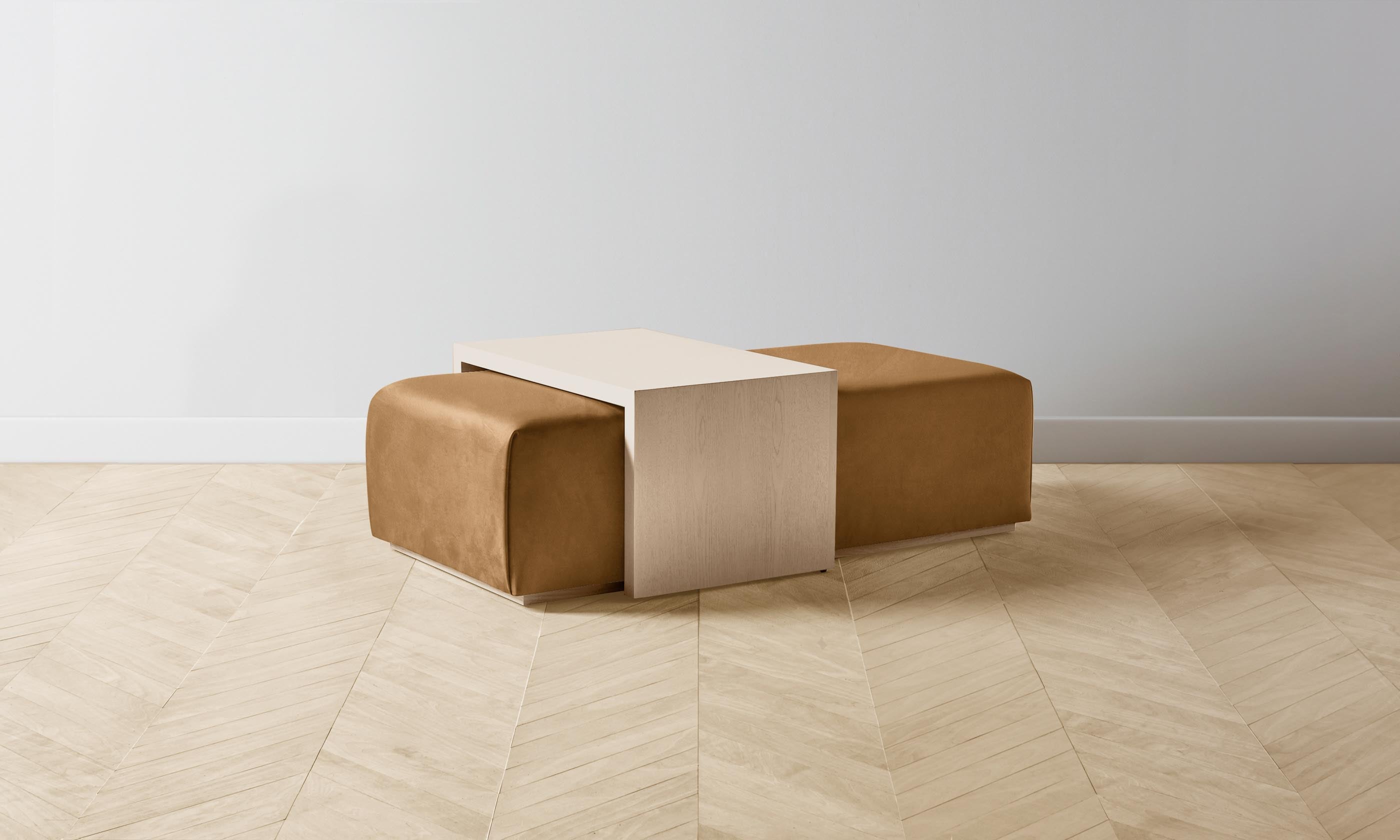 Luxury Nubuck Leather Saddle Ottoman - The Bowery Footrest Stool for Living Room, Bedroom & Office - Comfortable Leather Pouf with Sturdy Wooden Legs