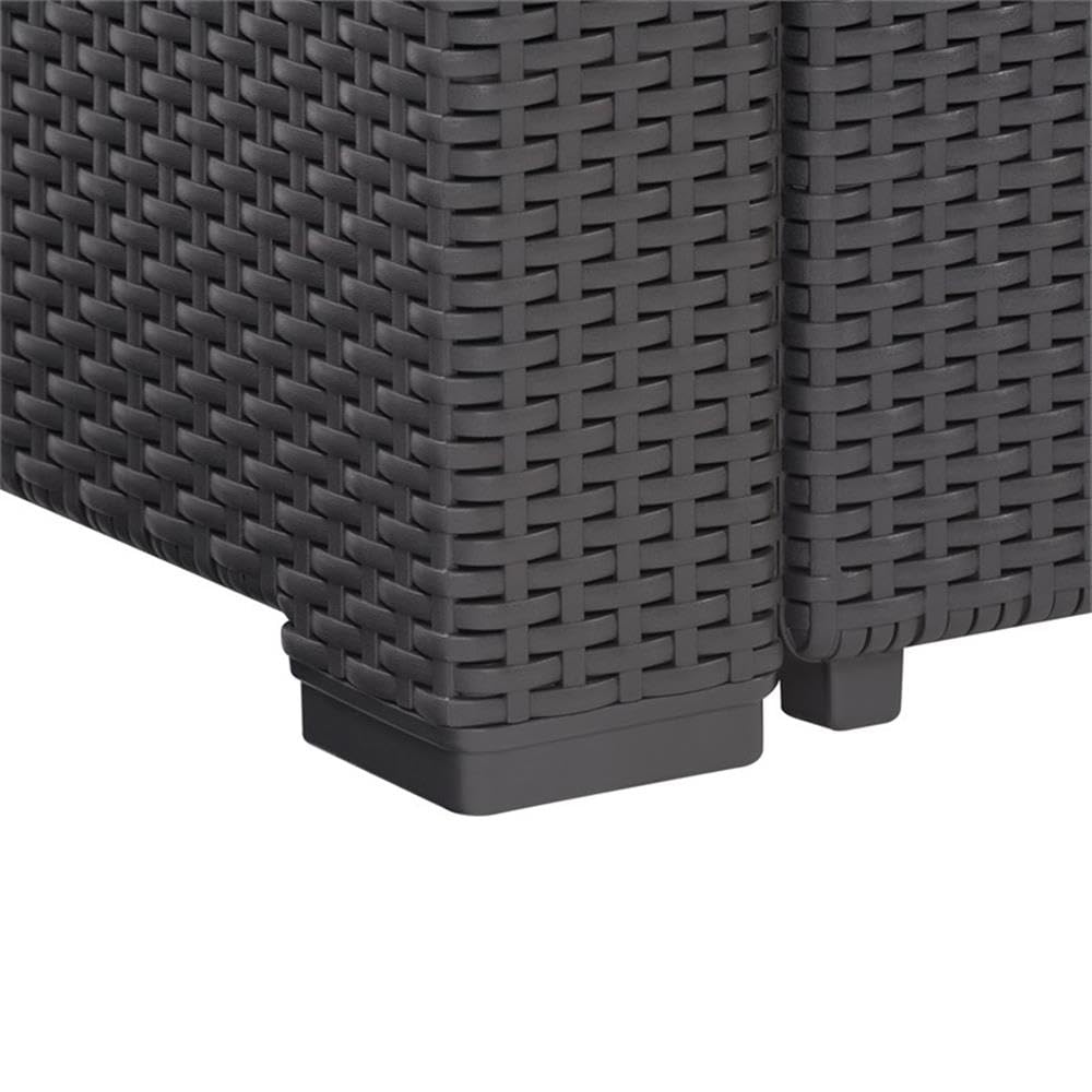Premium Black Wicker Rattan 6-Piece Patio Sectional Set with Gray Cushions - Outdoor Furniture for Lakefront, Garden, Backyard & Poolside Relaxation