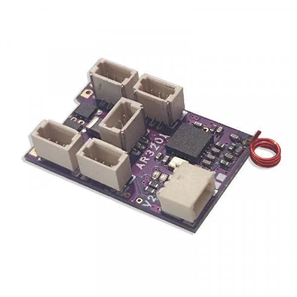 CROSSOVER RX AR3201 S V2.0 6CH Micro Receiver with Built-in 2 Brushed ESCs for Futaba SFHSS - Perfect for RC Cars, Drones, and DIY Robotics Projects