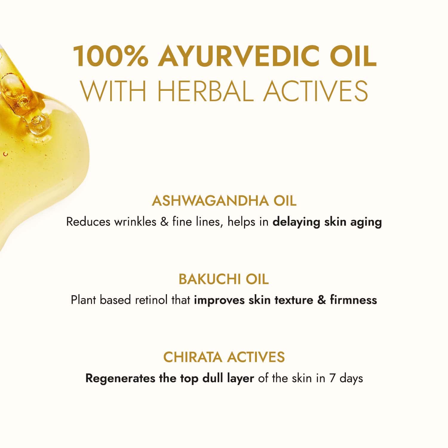 Kapiva Ashwagandha Anti-Aging Face Oil (30ml) - Plant Based Retinol for Wrinkles & Fine Lines | 100% Ayurvedic Facial Oil with Bakuchi & Herbal Actives | Natural Skin Care for Dry, Mature Skin | Day & Night Moisturizer for Glowing Complexion