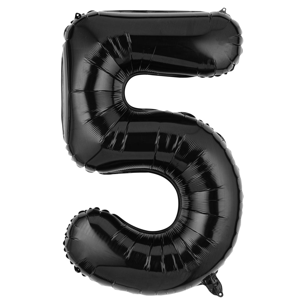 Balloonify Black Mylar Number 5 Balloon - 40 Inch Large Foil Balloon for Birthday Parties, Anniversaries & Celebrations - 1 Count Box