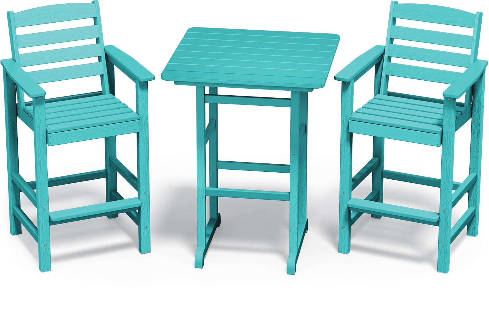 SERWALL 3-Piece Balcony Adirondack Chair and Table Set - 2 Bar Height Chairs & Bar Table, Outdoor Bistro Stools for Poolside, Backyard, Patio, Garden - Durable Weather-Resistant Furniture for Relaxing & Entertaining