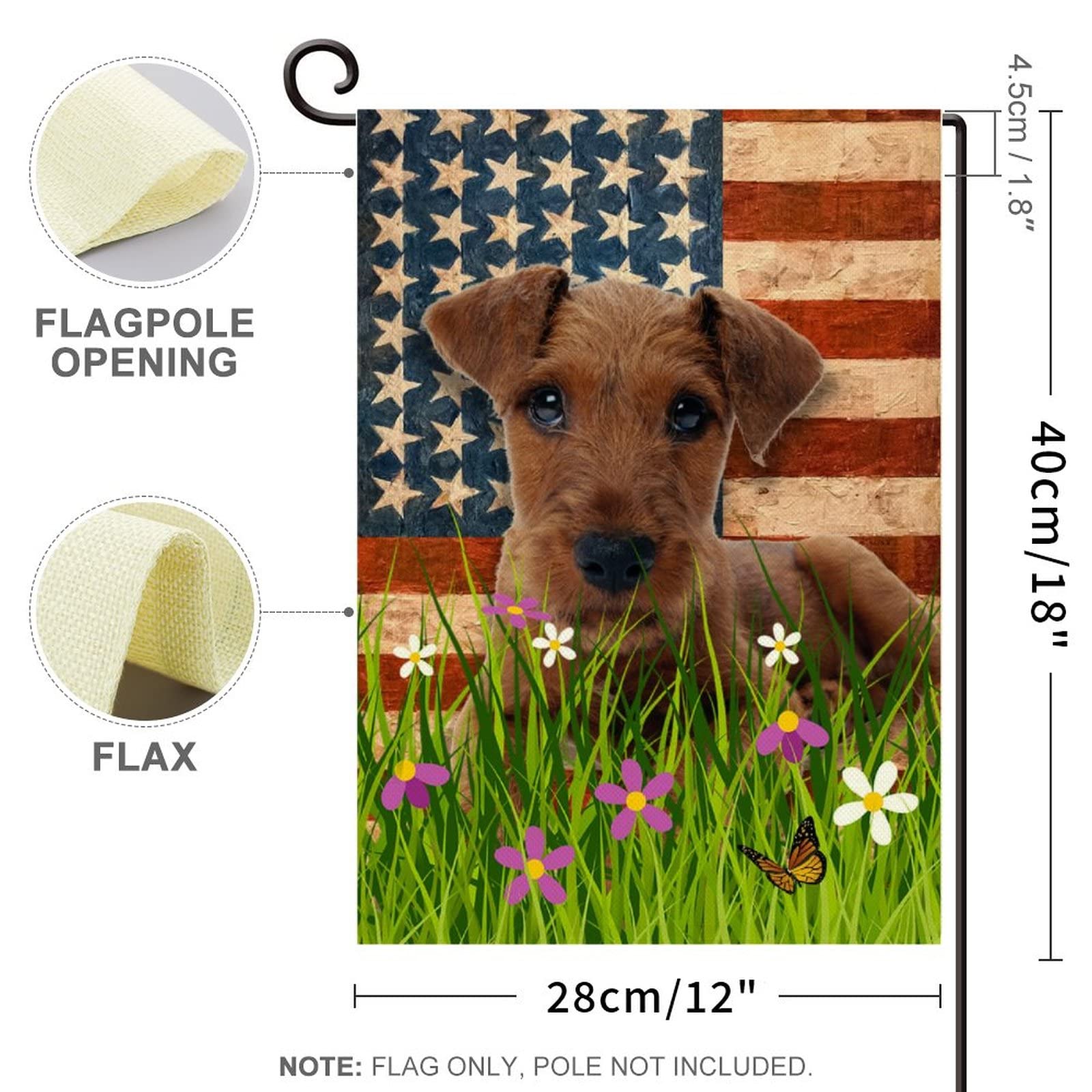 Double-Sided Irish Terrier & American Flag Burlap Garden Banner - 12.5x18.5 Inch Vertical Outdoor Welcome Flag for Yard, Farmhouse, Seasonal & Holiday Decor - Perfect for St. Patrick's Day, 4th of July & Patriotic Home Decor