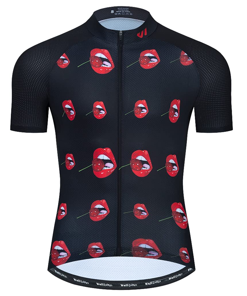 Funny Flower Print Men's Cycling Jersey Short Sleeve Full Zip with Pockets - Breathable Road Bike Shirt for Mountain Biking & Outdoor Sports