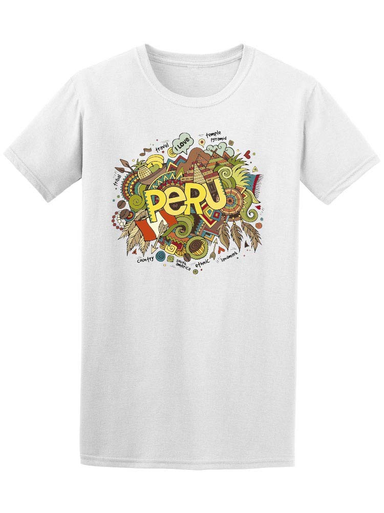 Smartprints Peru South America Doodle Graphic T-Shirt for Men - Casual Streetwear & Travel Inspired Fashion