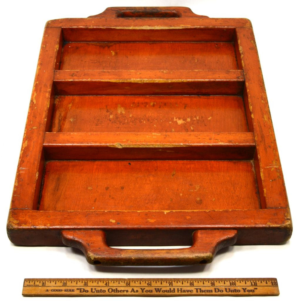 Antique Solid Hardwood Serving Tray 14x22 - Handmade Folk Art Vegetable Platter with Patina - Perfect for Dining, Entertaining & Rustic Home Decor