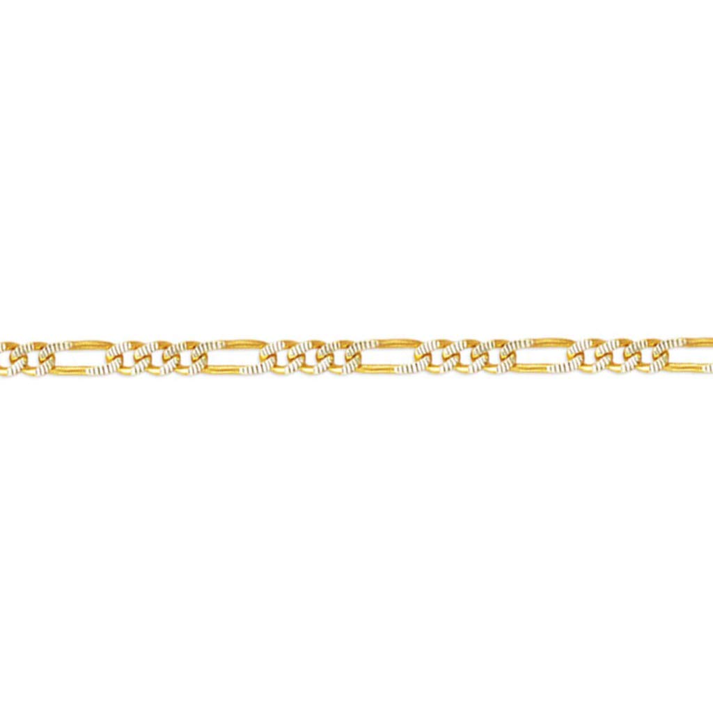 14K Gold Figaro White Pave Chain Necklace - Italian Crafted Durable Jewelry for Women & Men - 16-26 Inch Length, 1.8-9.6mm Width - Perfect Gift for Anniversary, Birthday & Special Occasions