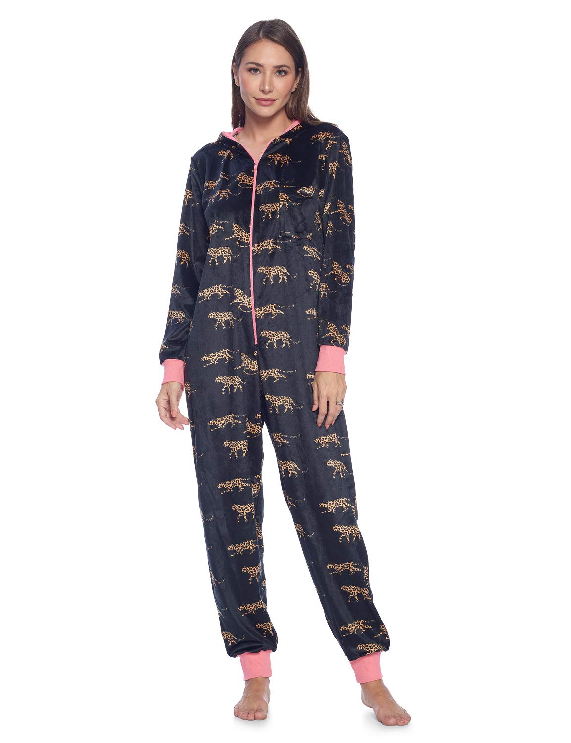 Ashford & Brooks Women's Fleece Hooded One Piece Pajama Union Jumpsuit - Soft & Cozy Winter Sleepwear for Lounge & Home Comfort