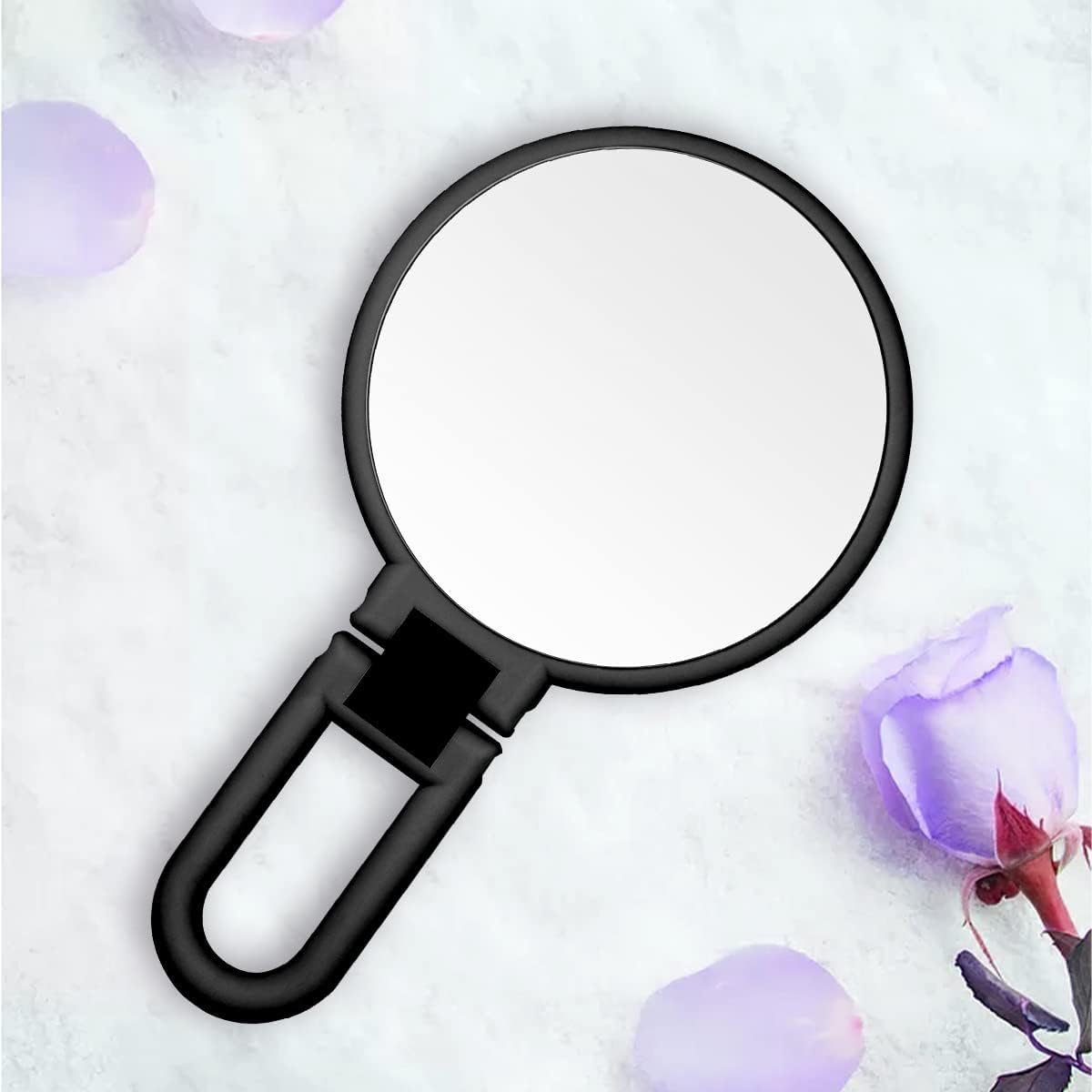 Foldable Handheld Mirror with Handle - Double Sided Magnifying Makeup Mirror for Women & Girls | Portable Travel, Home & Bathroom Vanity Mirror | Perfect for Makeup, Skincare & Hair Styling
