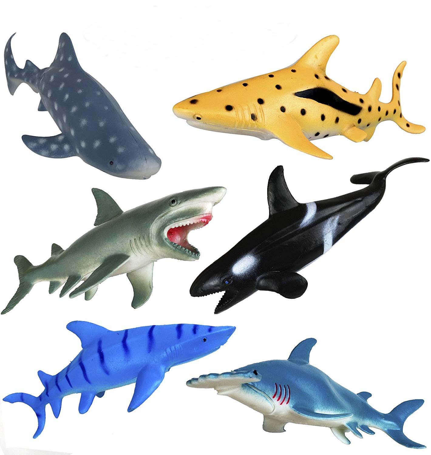 Shark Toys Figures - 6 Piece Ocean Animal Set, Plastic Sea Creatures for Kids, Aquatic Educational Toys, Perfect for Birthday Gifts & Underwater Playtime