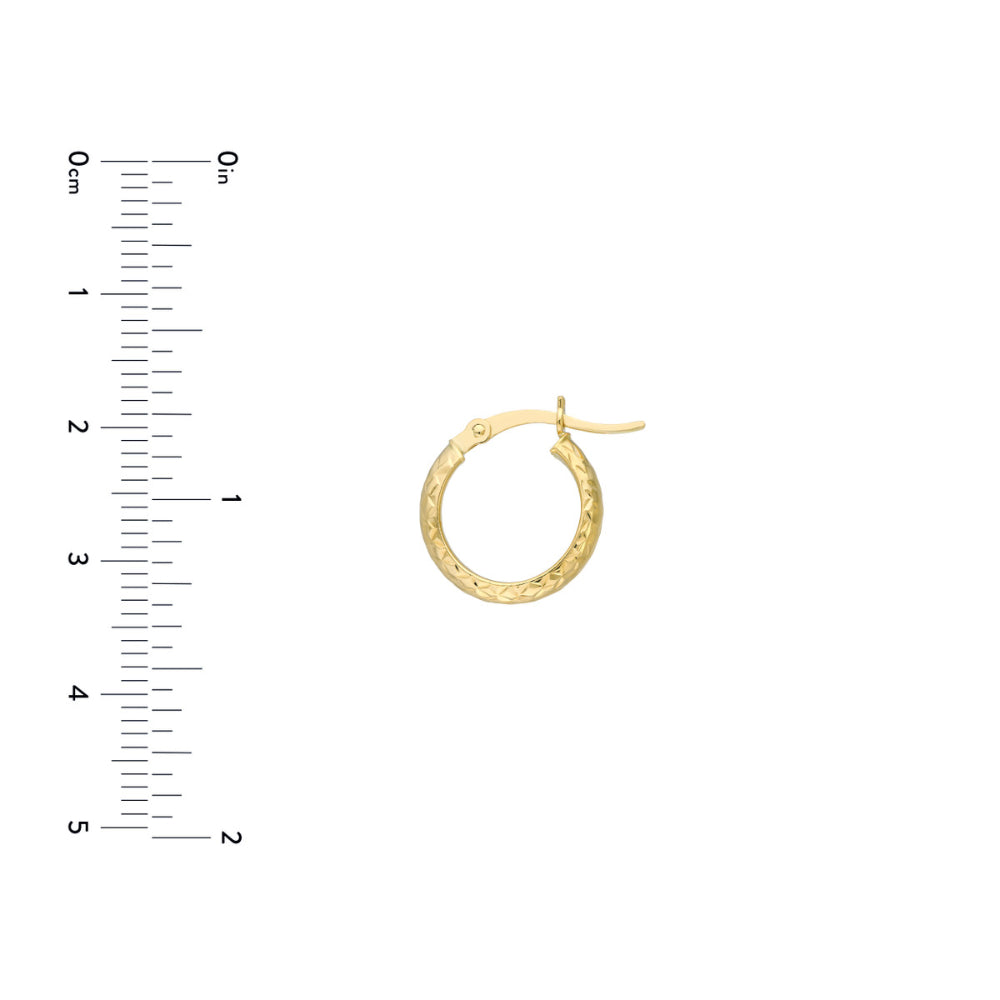 14K Gold Diamond Cut Hoop Earrings for Women - Elegant Dangle Hoops for Everyday Wear & Special Occasions