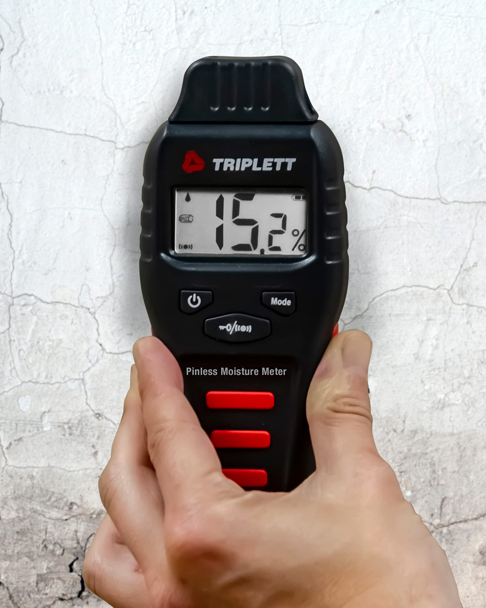 Triplett MS120 Pinless Moisture Meter for Wood, Drywall, Concrete - Digital Water Detector with Audible Alarm - Perfect for Flooring, Lumber, Construction & Home Inspection