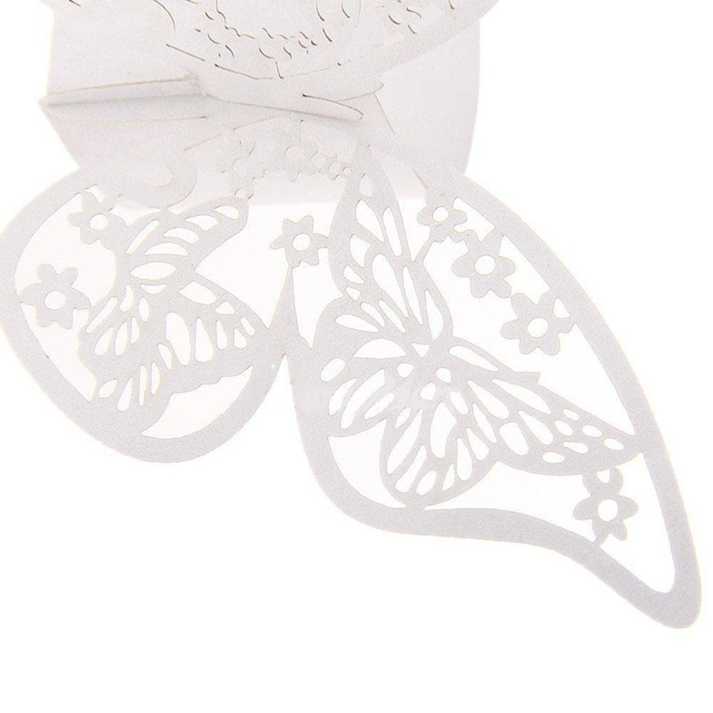 King&Pig 50pcs White Laser Cut Butterfly Napkin Rings - Elegant Table Decor for Wedding, Birthday, Anniversary & Dinner Parties - Perfect for Holiday Gatherings & Special Occasions