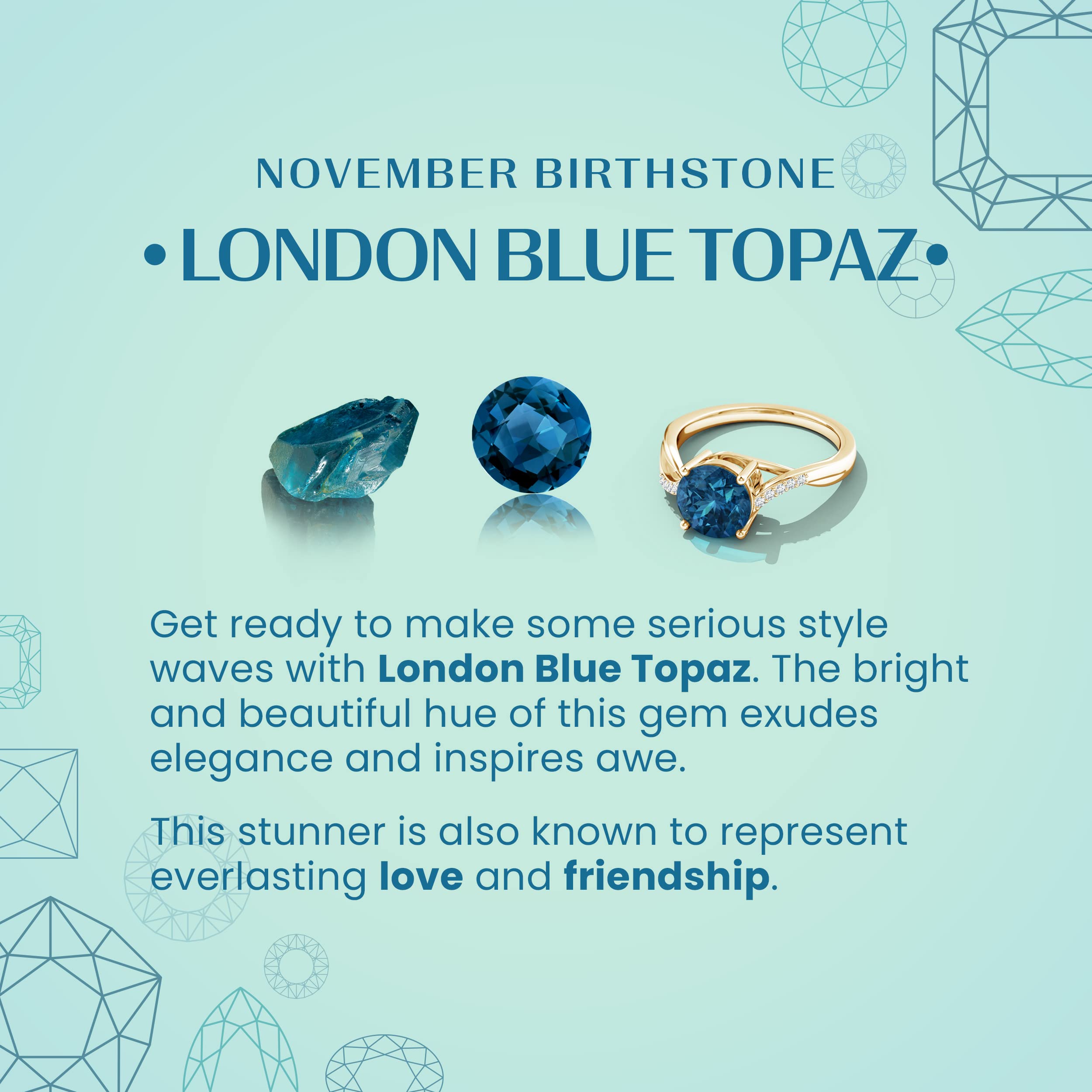 14K Solid Gold Angara Natural London Blue Topaz Three Stone Bracelet for Women | Elegant Jewelry Gift for Birthday, Engagement, Anniversary & Wedding | Perfect for Evening Events, Date Nights & Special Occasions