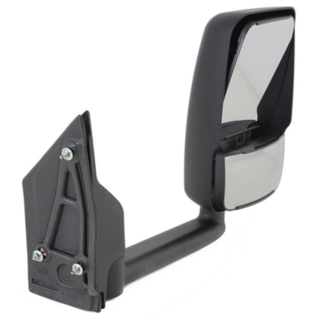 2009-2017 Chevy Express 4500 Passenger Side Manual Glass Door Mirror - Smooth Black Replacement for GM1321426 & 25894030 - Perfect for Box Trucks and Commercial Vehicles