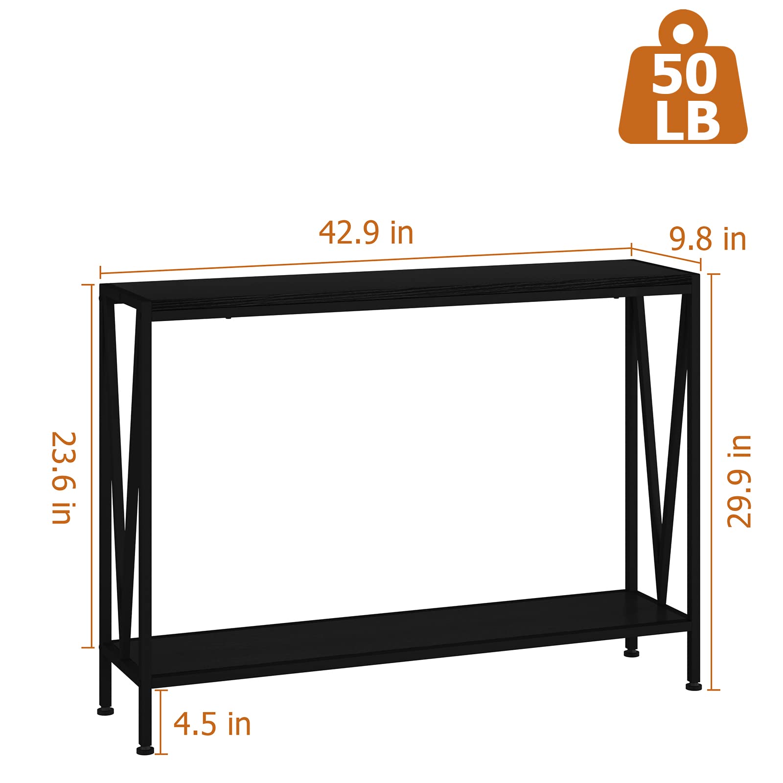 GAOMON Black 2-Tier Narrow Sofa Console Table with Storage - Entryway, Living Room & Office Organizer | Perfect Behind Couch, Hallway or Small Space Furniture
