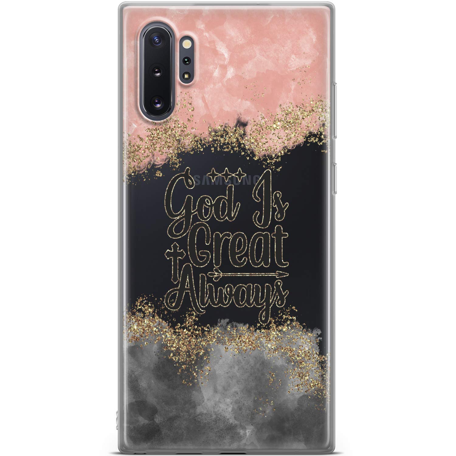 God is Great Bible Verse Phone Case for Samsung Galaxy S24/S23 Ultra/S22 5G Plus/S21 FE/S20/S10 - Slim Christian Inspirational Quote Cover, Flexible Silicone TPU, Lightweight Abstract Design - Perfect for Daily Protection & Faith Expression