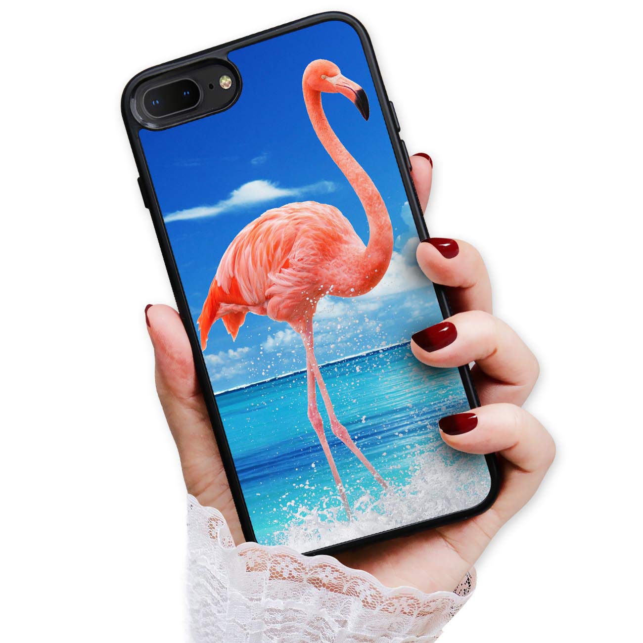 Durable Soft Protective Phone Case for iPhone 8, iPhone 7, iPhone SE 2 (2020) - Blue Sky Flamingo Design | Shockproof Slim Cover for Everyday Use & Travel Protection