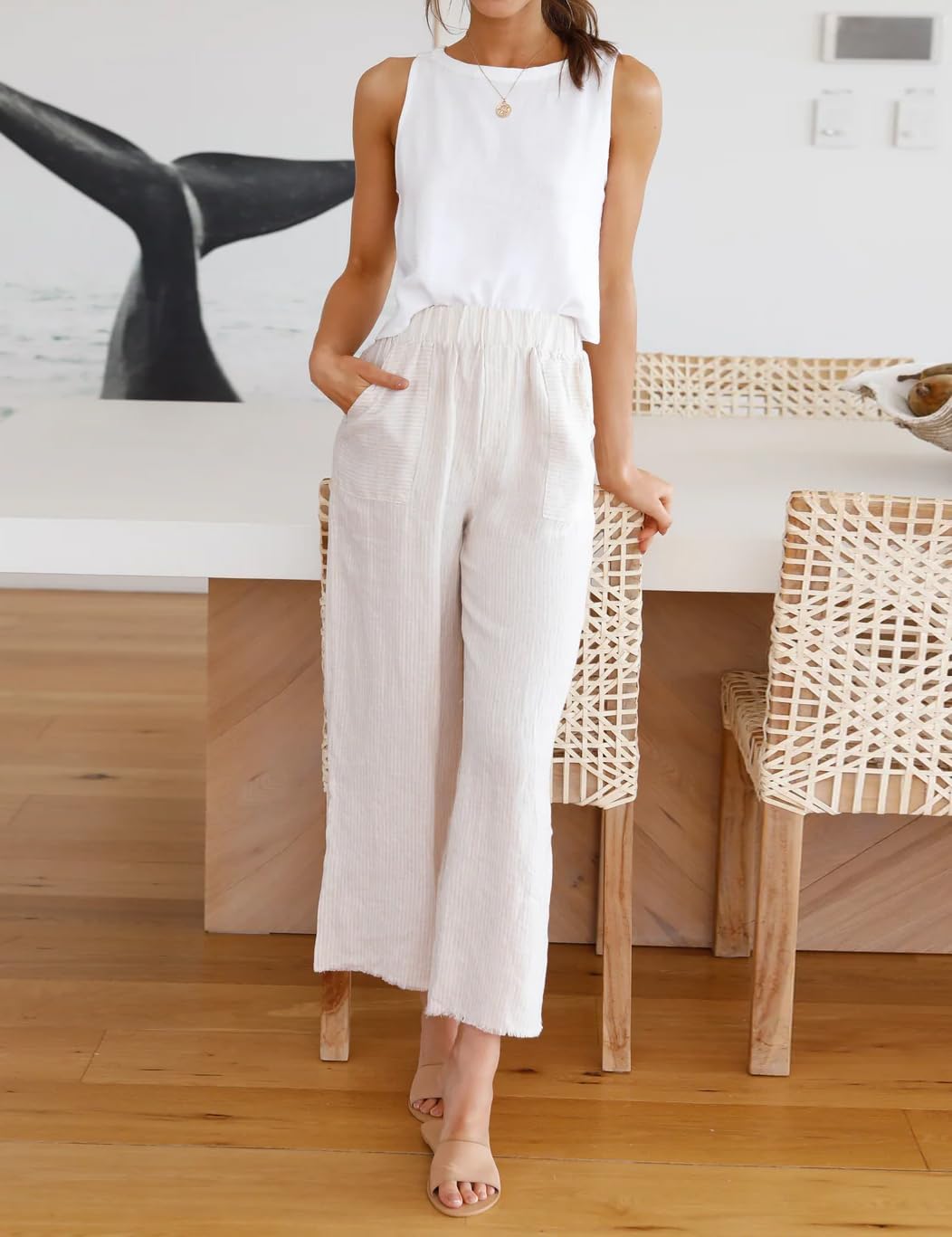 IDEALSANXUN Women's Linen Crop Tank Top - Breathable Sleeveless Summer Shirt in Cotton Linen Blend | Perfect for Beach Outfits, Casual Wear & Vacation Essentials
