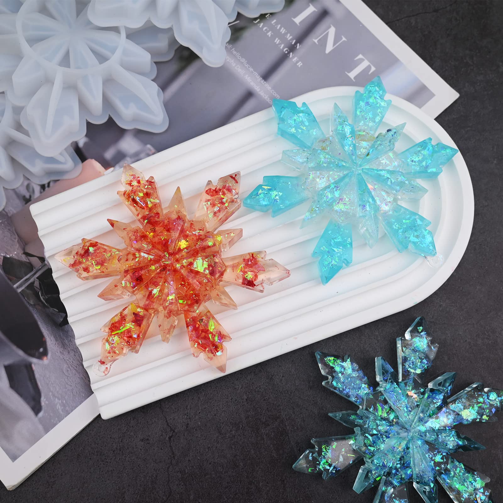3Pcs Snowflake Silicone Molds for Resin - Christmas Ornament DIY Kit, Xmas Decoration Gift for Holiday Crafts, Home Decor & Party Favors
