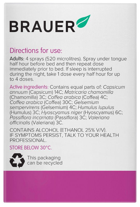 Brauer Sleep Oral Spray for Adults & Kids - Natural Melatonin-Free Sleep Aid, Fast-Acting & Non-Habit Forming - Perfect for Travel, Jet Lag & Nighttime Relaxation