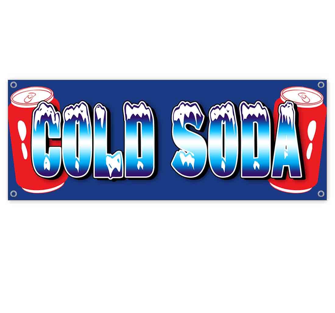13 oz Heavy-Duty Vinyl Cold Soda Banner - Single-Sided with Metal Grommets | Durable Non-Fabric Sign for Restaurants, Bars & Outdoor Events