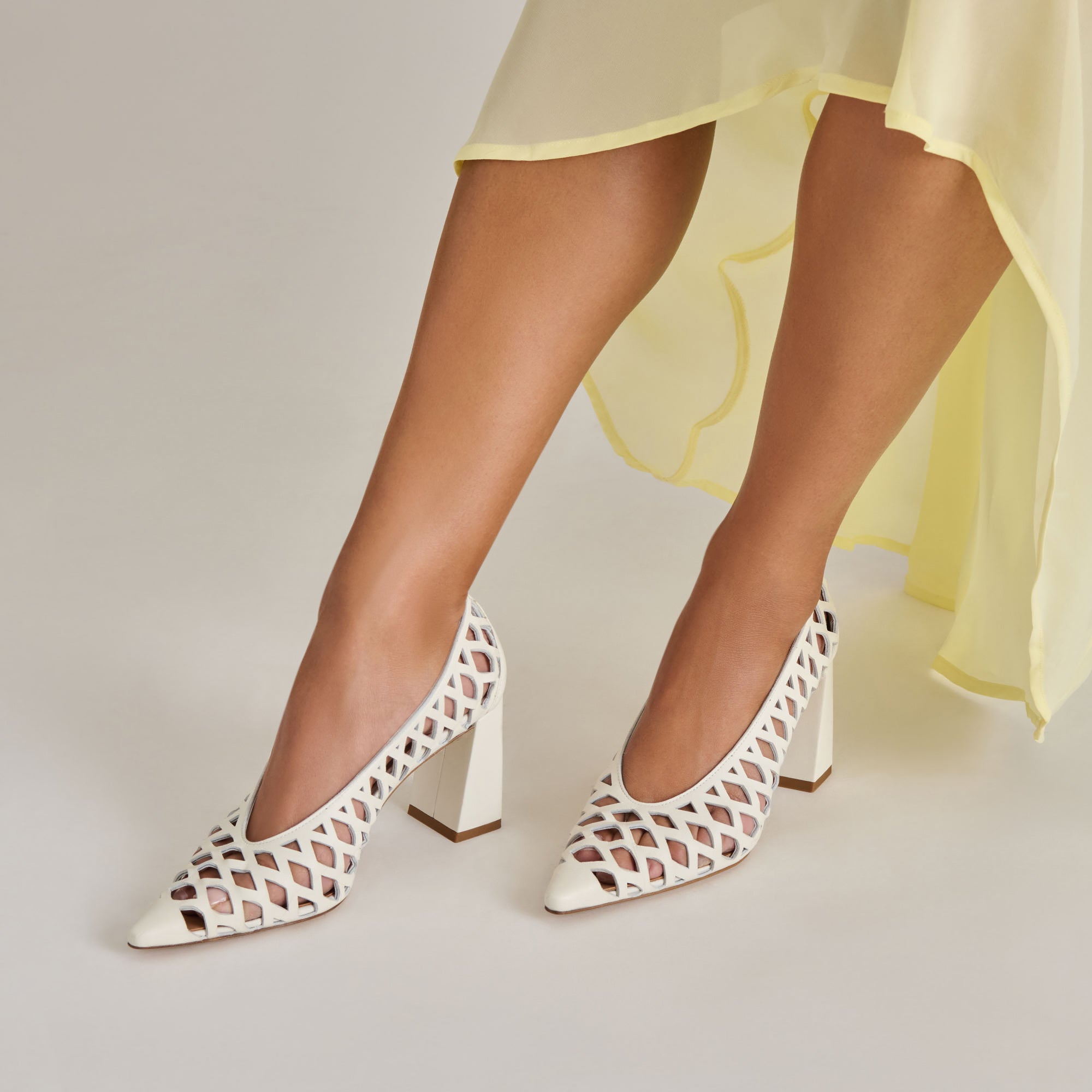 TANYA Women's High Heels - Elegant Bone Woven Leather Pumps for Work, Party & Special Occasions | Comfortable Dress Shoes for Women
