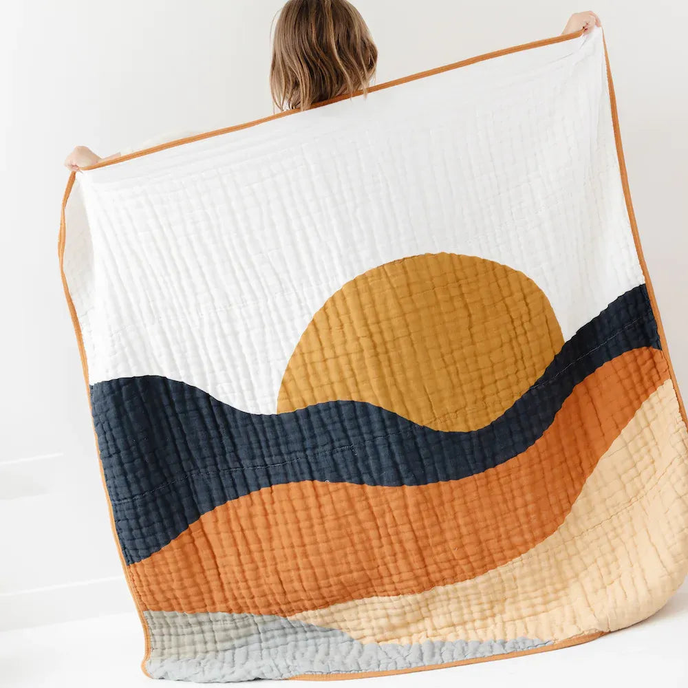 Soft Organic Cotton Muslin Reversible Baby Blanket - Breathable & Lightweight for Nursery, Swaddling, and Stroller Use