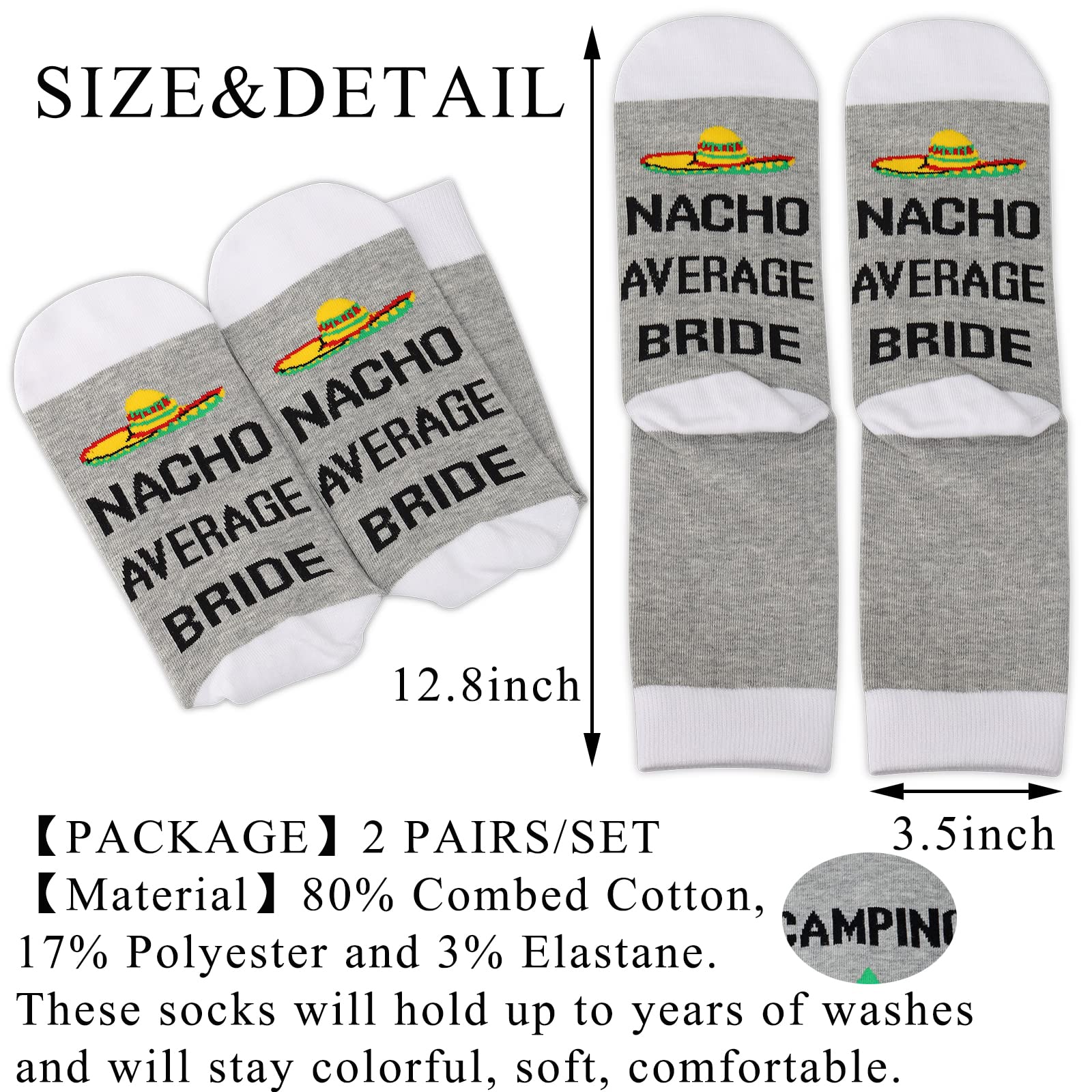 BDPWSS Funny Nacho Bride Socks - Perfect Wedding Gift for Bride, Best Friend & Sister - Unique Engagement Present for Bride-to-Be - Cute & Comfortable Bridal Party Accessories (Great for Bachelorette Parties & Wedding Day Photos)