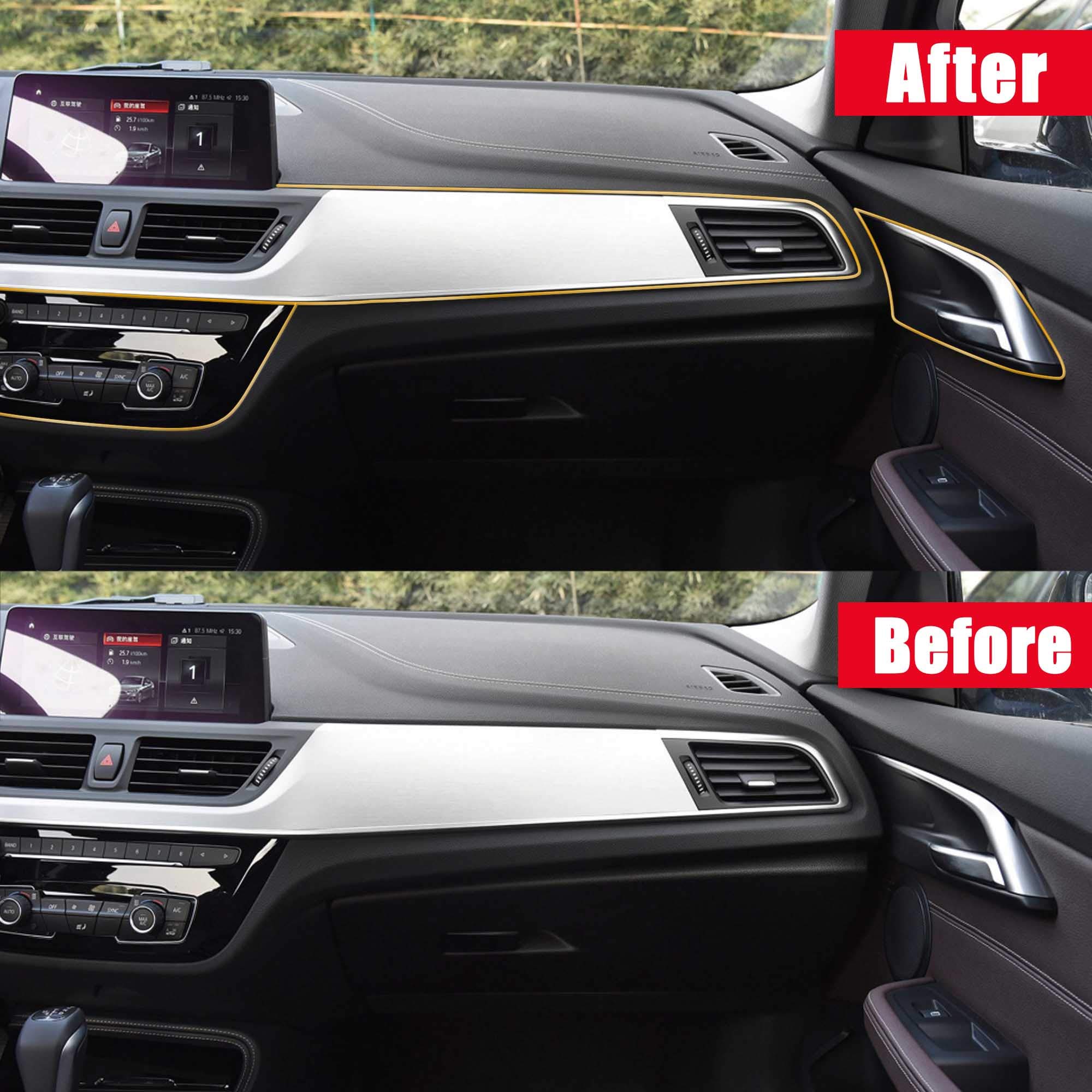 TOMALL Flexible Car Interior Moulding Strip - 5M(16ft) Electroplated Gold Dashboard Trim for Decoration & Protection - Easy Installation with Tools - Perfect for Sedans, SUVs & Luxury Vehicles